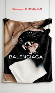 Balenciaga Black Panther Print Flannel Sofa Throw Blanket BA179